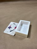 Floral Inlaid Stone Rectangle Trinket Box