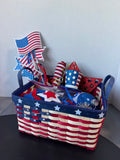 Americana Woven Basket Filled with Patriotic Decor