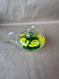 Joe St Clair Art Glass Yellow Floral Paperweight