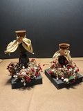 Primitive Style Wooden Candle Holders