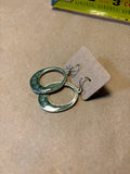 Silver Tone & Green Enamel Earrings