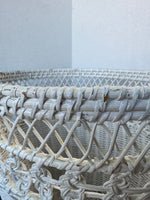Pair of White Woven Wicker Baskets