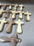 Hand Carved Comfort Cross Made From Natural Olive Wood - 20 Pieces