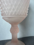Indiana Glass Company Diamond Point Pink Satin Glass Chalice Vase