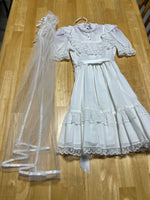 White Lace Dress by Bryan with Veil; Girls Size 7