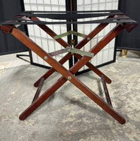 Black Canvas Dark Wooden Folding Luggage Rack