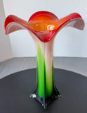 Murano Style Large Calla Lily Art Glass Flower Vase