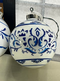 Assorted Blue & White Glass Ornaments, 6 pc