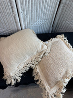 Pair of Bohemian Throw Pillows with Macramé Trim