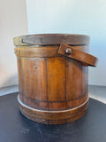 Primitive Vintage Wooden Firkin Sugar Bucket with Scoop