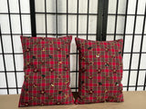 Pottery Barn Red Plaid Pillows, Table Runner and Napkins Set