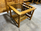 Oak Tone and Glass End Table with Magazine Rack