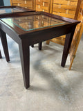 Wood/Glass Pair of End Tables