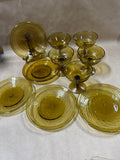 10 Piece Amber Blown Glass Desert Plates And Wine Glasses