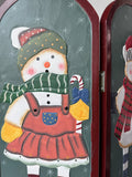 Mikasa Vintage Wooden Snowman 3-Panel Fireplace Screen