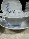54-Piece Tharoud Limoges Monjovis Blue Floral Yotis China Set