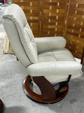 Benchmaster Leather Swivel Reclining Chair with Ottoman