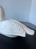 Signed James Haddon Hand Painted Wooden Swan Decoy with Glass Eyes