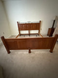 Oak King Bed with Rails and Support Slats