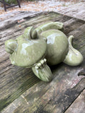 Green Ceramic Frog Garden Statue