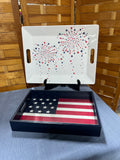 Pair of Americana/Flag themed Trays