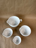 White Ceramic Measuring Cups - 1/4 Cup - 1 1/2 Cup