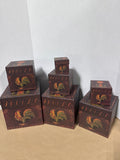Canvas Primitive Style Rooster And House Nesting Boxes - Bobs Boxes - 7 Boxes