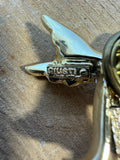 Gigi Giusti Gold Tone Guardian Angel Vintage Brooch with Glitter Stars