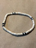 Ivory Toned Beaded Bracelet with Black Accent Beads