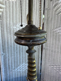 Pair of French Art Nouveau Heavyweight Brass 2-Way Lamps (WORKS)