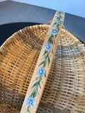 Natural Buttocks Basket with Hand Painted Floral Handle