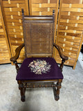 Cane Back Arm Chair with Needlework Seat