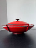 Le Creuset Cast Iron Enamel Wok with Lid in Cerise Red