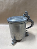 Pewter Drinking Mug With Lid - Lion Accent