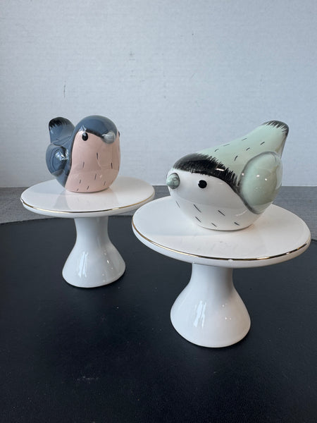 4-Piece Ceramic Birds on Pedestals Lot