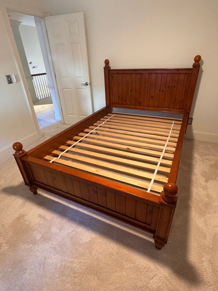 (B) Pottery Barn Kids Double Bed with Rails and Slats