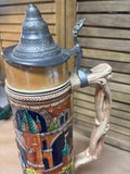 Large German Relief Beer Stein / Strolling Couple