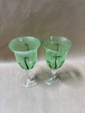 Green Glass Palm Tree Wine Goblets
