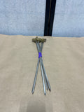 Vintage Skewers with Brass Farm Animals/Stainless Steel Shafts, 5 pc, 16”L