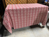 Pottery Barn Red/Off White Table Cloth, 108"x70"