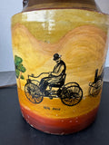 Hand Painted Vintage Stoneware Jug 3-Way Lamp (WORKS)