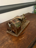Vintage Copper Tone Metal Wind Up Music Box Train ***Does NOT play music***