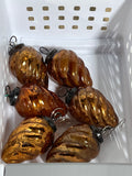 Copper Colored Twisted Glass Pinecone Ornaments, 6 pc