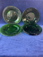 7 Piece Lot of Vintage Green Glass Plates