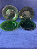 7 Piece Lot of Vintage Green Glass Plates