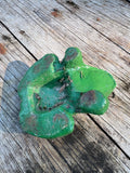 Small Cement Garden Frog, Painted Green