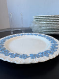 (F) 13-Piece Wedgwood Lavender on Cream Shell Edge Dinner Plates