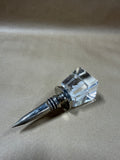 Square Glass Crystal Wine Bottle Stopper - Monogram Initial R