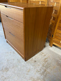 Danish Mid Century Modern Teak Veneer 3 Drawer Night Stand