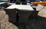 Rattan Patio Set: Table with 6 Chairs with Cushions